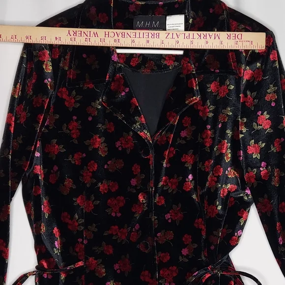 Vtg 90s Melissa Harper Velvet Dark Floral Blazer Women 12 Whimsigoth Cottagecore - Picture 9 of 14